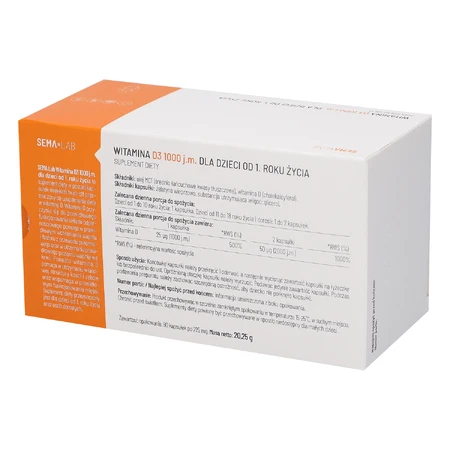 SEMA Lab Vitamina D 1000 UI pentru copii de la 1 an și adulți, 90 capsule twist-off