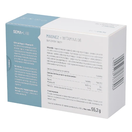 SEMA Lab Magnesio + Vitamina B6, 60 comprimidos recubiertos con película