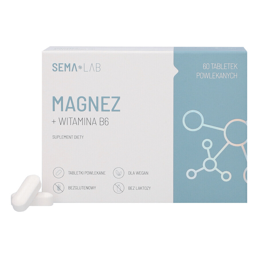 SEMA Lab Magnésium + Vitamine B6, 60 comprimés pelliculés