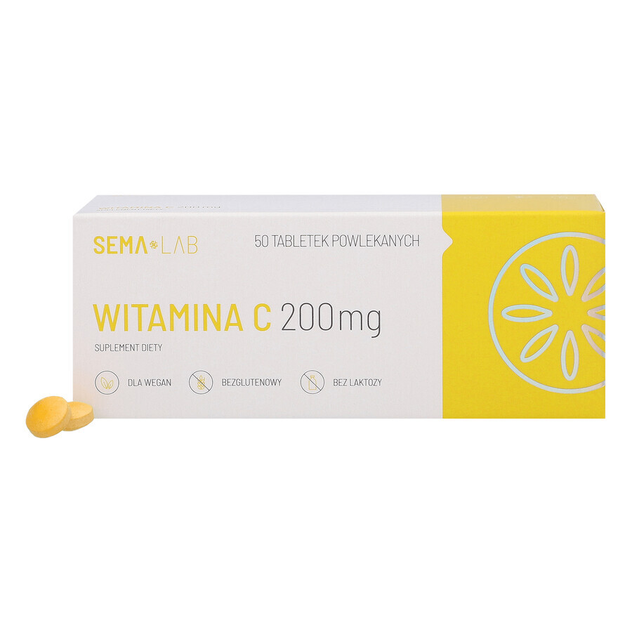 SEMA Lab Vitamina C 200 mg, 50 comprimidos recubiertos con película