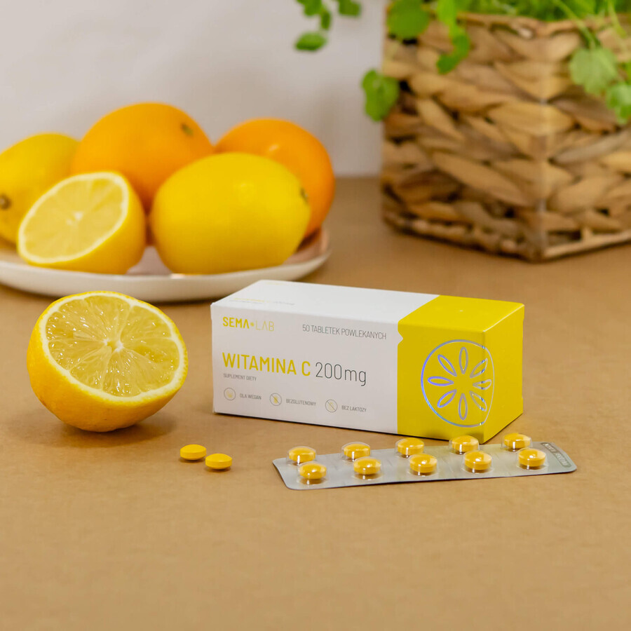 SEMA Lab Vitamina C 200 mg, 50 comprimidos recubiertos con película