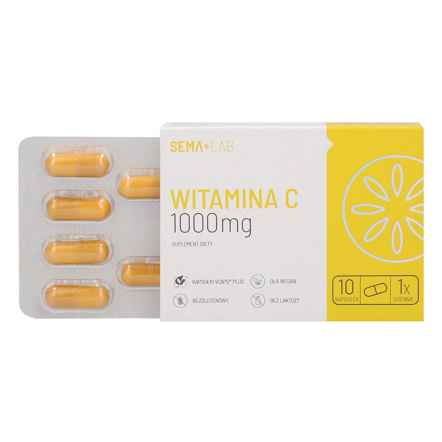 SEMA Lab Vitamina C 1000 mg, 10 cápsulas de celulosa