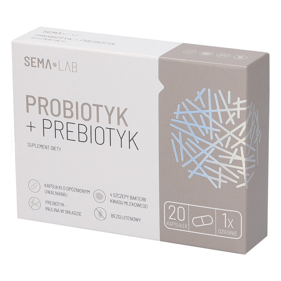 SEMA Lab Probiotico + Prebiotico, 20 capsule a rilascio ritardato