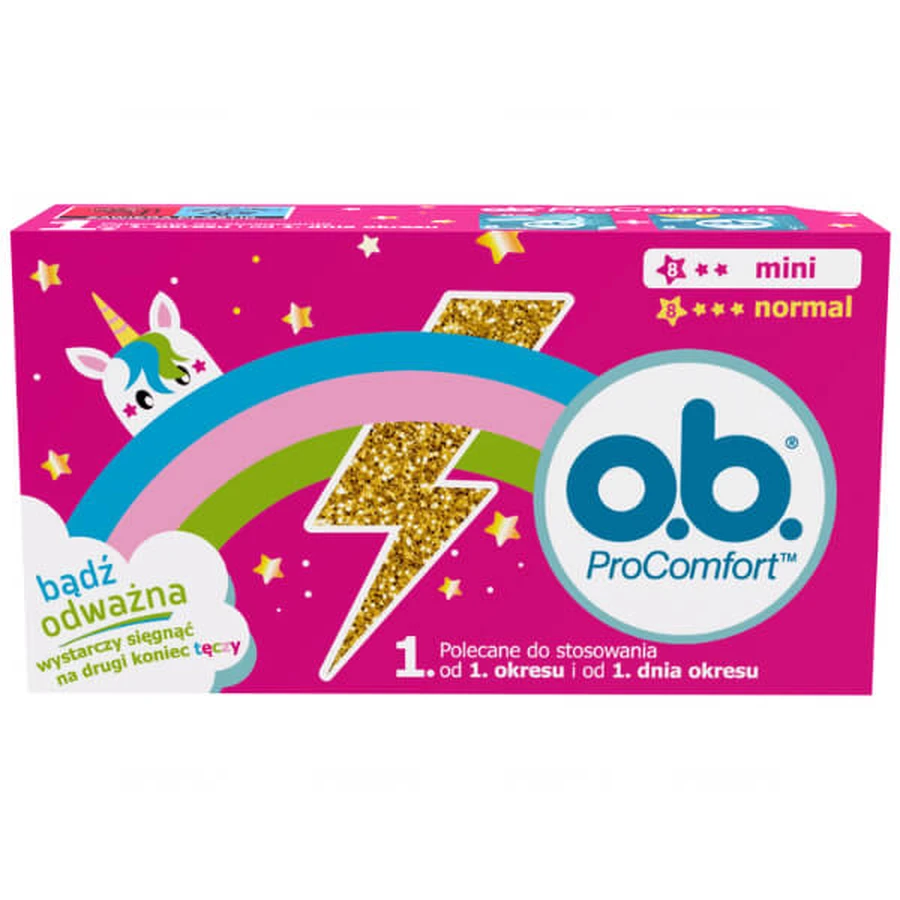 O.B. ProComfort, tampoane sanitare, Mini, 8 buc + Normal, 8 buc