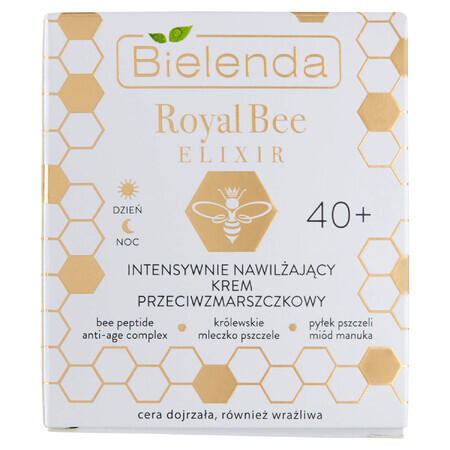 Bielenda Royal Bee Elixir 40+, crema antiarrugas intensamente hidratante, pieles maduras y sensibles, 50 ml