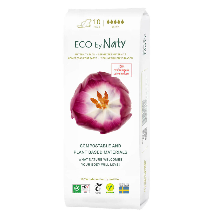 Eco by Naty, milieuvriendelijk kraamverband, composteerbaar, Extra, 10 stuks