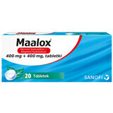 Maalox 400 mg + 400 mg, 20 comprimidos