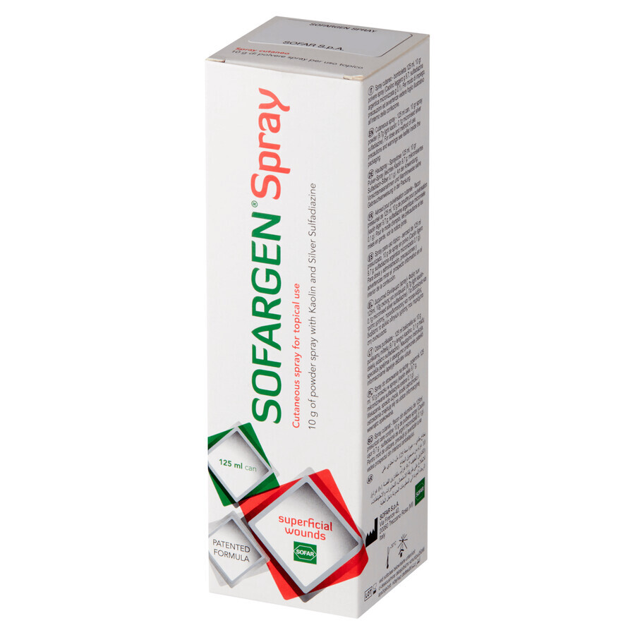 Sofargen Spray, spray in polvere per ferite superficiali, 125 ml