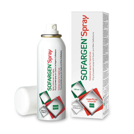 Sofargen Spray, spray en polvo para heridas superficiales, 125 ml