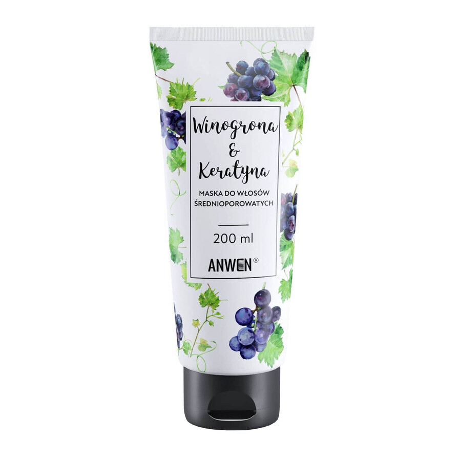 Anwen Uvas y Keratina, mascarilla para cabello de porosidad media, 200 ml