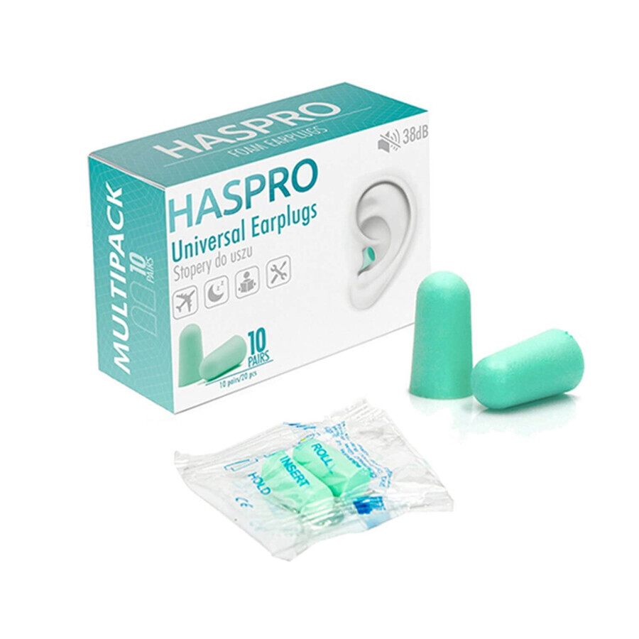 Haspro Multi Earplugs, Mint, 20 pcs