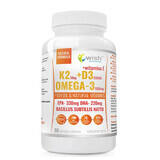 Deseo K2 50 µg +D3 2000 UI+ Omega-3 1000 mg + vitamina E, 90 cápsulas blandas