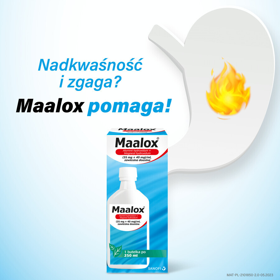 Maalox (35 mg + 40 mg)/ml, sospensione orale, 250 ml