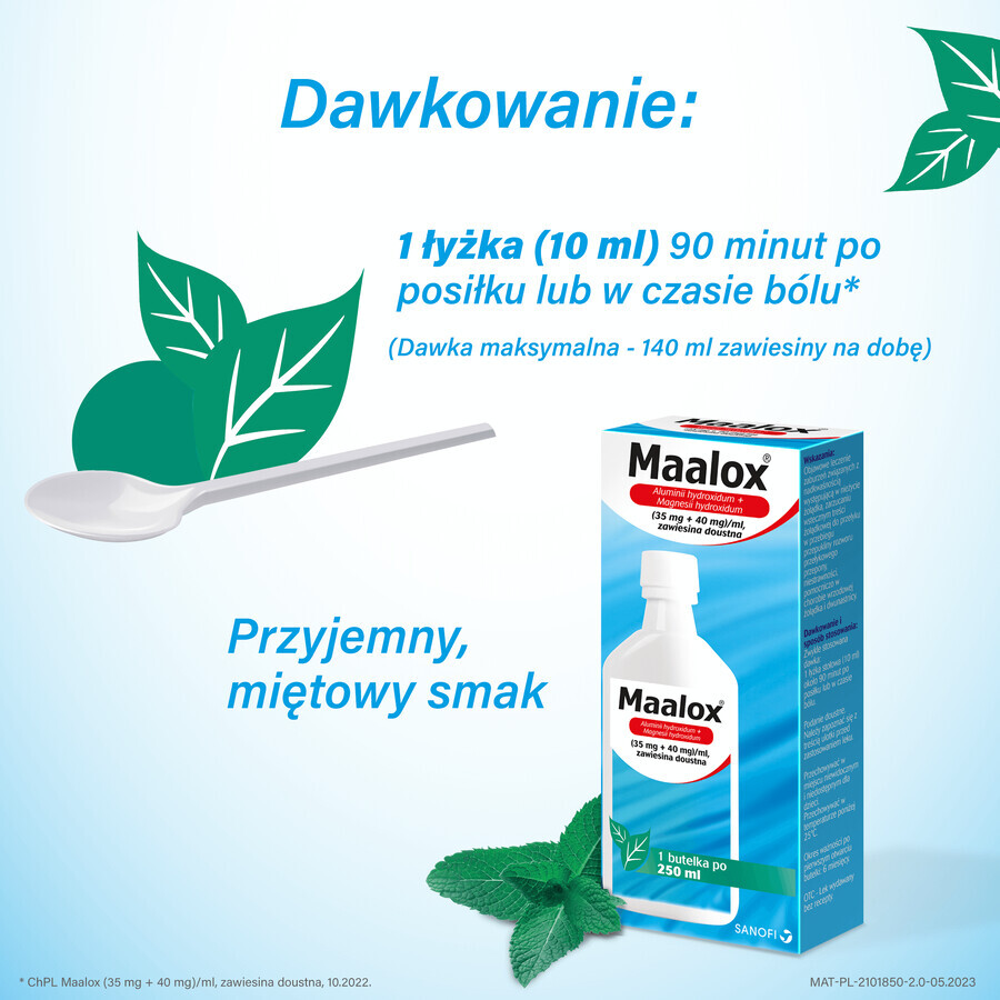 Maalox (35 mg + 40 mg)/ml, sospensione orale, 250 ml