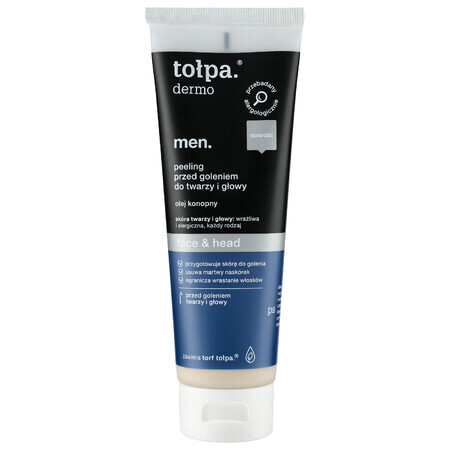 Tołpa Dermo Men Face &amp; Head, peeling previo al afeitado para rostro y cabeza, 100 ml