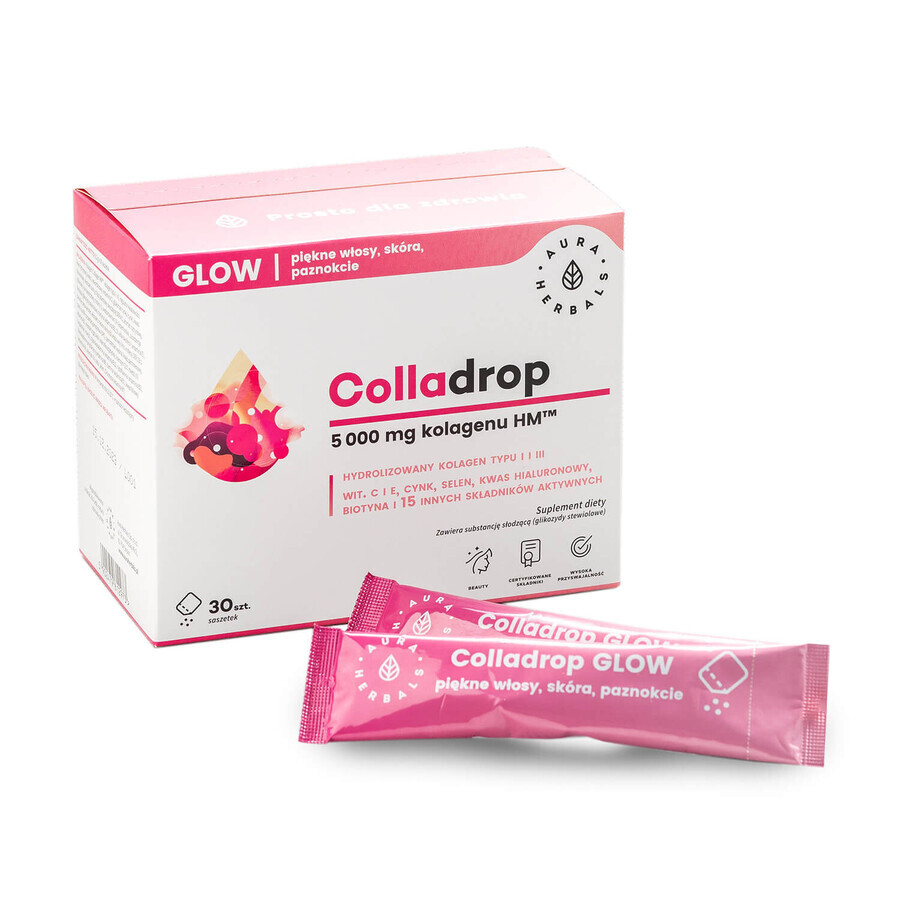 Aura Herbals Colladrop Glow Collagen 5000 mg, 30 Sachets