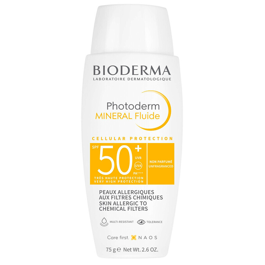 Bioderma Photoderm Mineral Fluide, fluido mineral protector, SPF 50+, 75 g