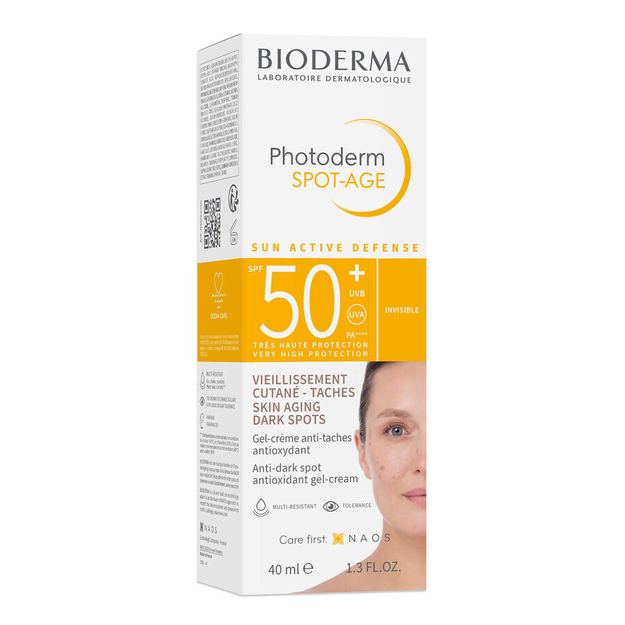 Bioderma Photoderm Spot-Age, crema protectora antioxidante para prevenir la hiperpigmentación, FPS 50+, 40 ml