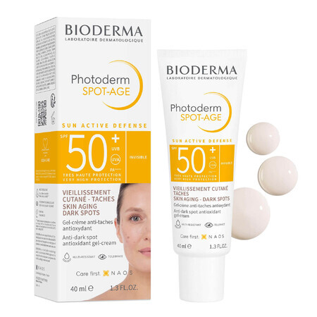 Bioderma Photoderm Spot-Age, crema protectora antioxidante para prevenir la hiperpigmentación, FPS 50+, 40 ml