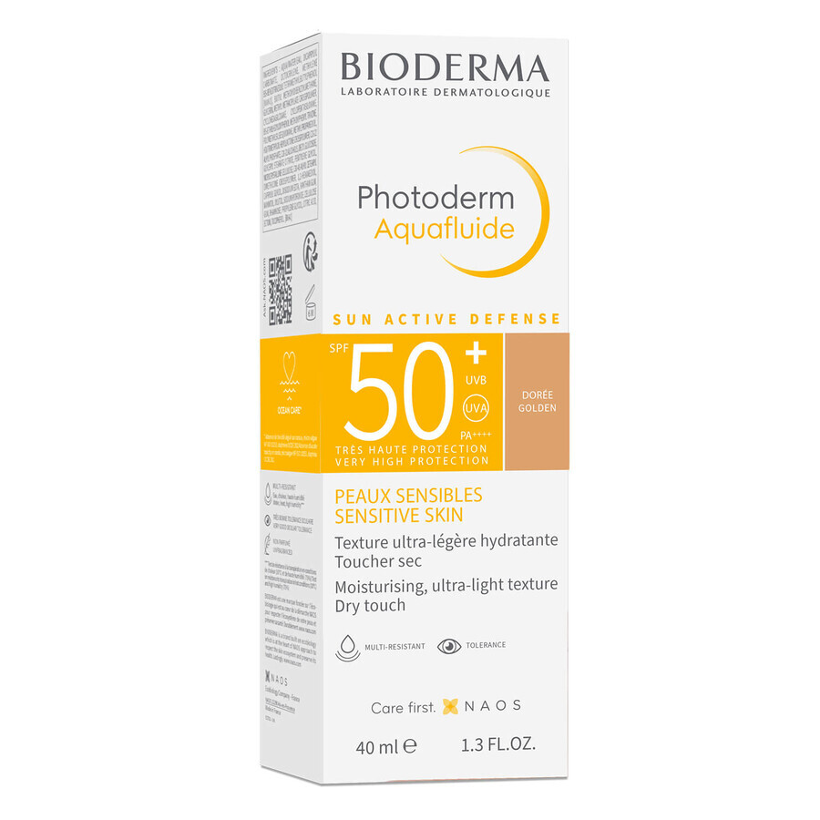 Bioderma Photoderm Aquafluide, ultra-light fluid for sensitive skin, dark shade, SPF 50+, 40 ml