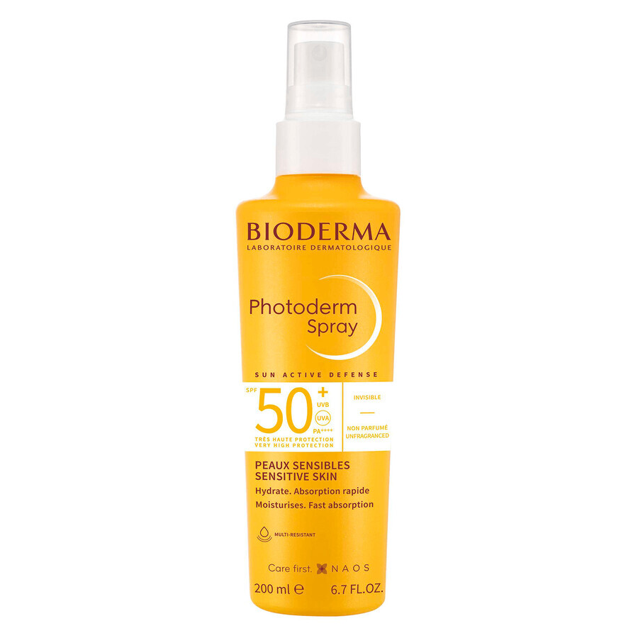 Bioderma Photoderm Spray, leichtes Körper- und Gesichtsspray, empfindliche Haut, SPF 50+, 200 ml