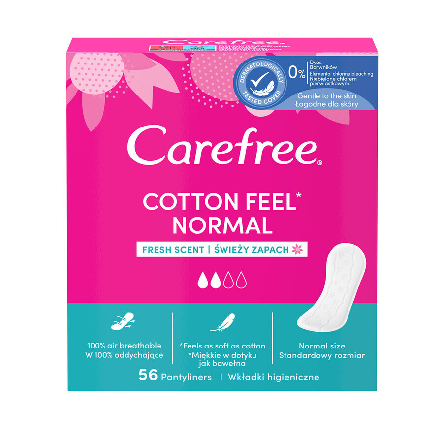 Carefree Cotton Feel Normal Damenbinden, frischer Duft, 56 Stück