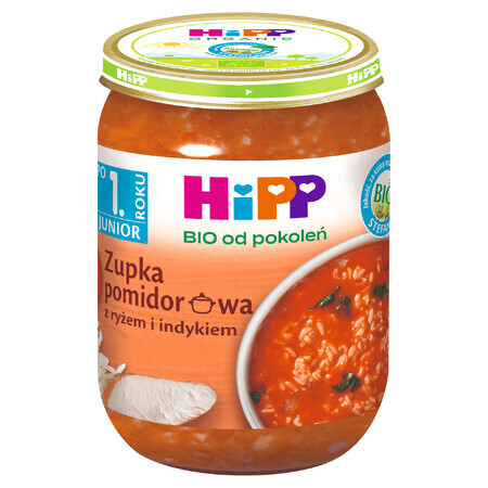 Sopa HiPP Bio, tomate con arroz y pavo, después de 12 meses, 250 g