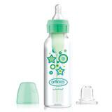 Dr Brown&#39;s Options+, Set Bottle to Cup, biberón anticólicos con cuello estrecho y tetina talla 3, 250 ml + pico antiderrames, verde