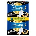 Always Ultra Secure Night, toallas sanitarias con alas, talla 5, Extra, 10 unidades