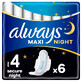 Always Secure Night, compresas higi&#233;nicas con alas, talla 4, Maxi, 6 unidades