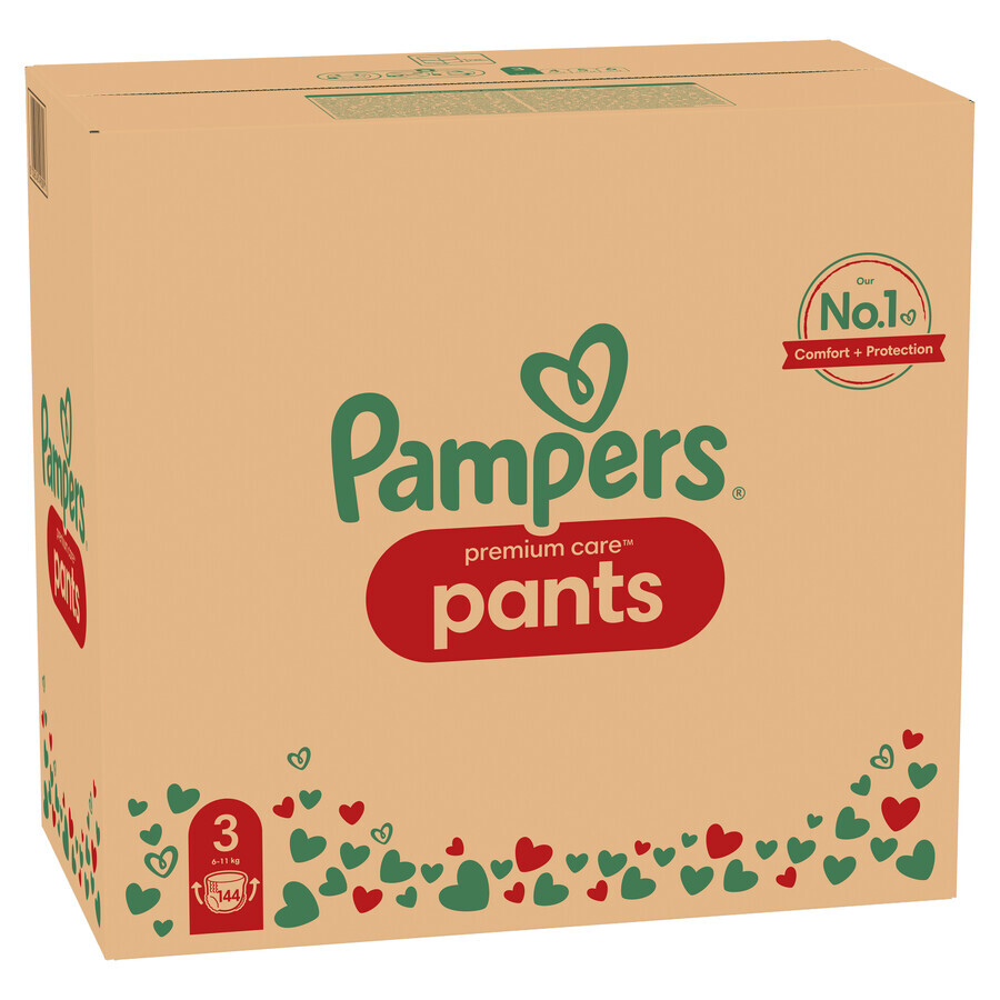 Pampers Premium Care Pants, pannolini, taglia 3, 6-11 kg, 144 pz.