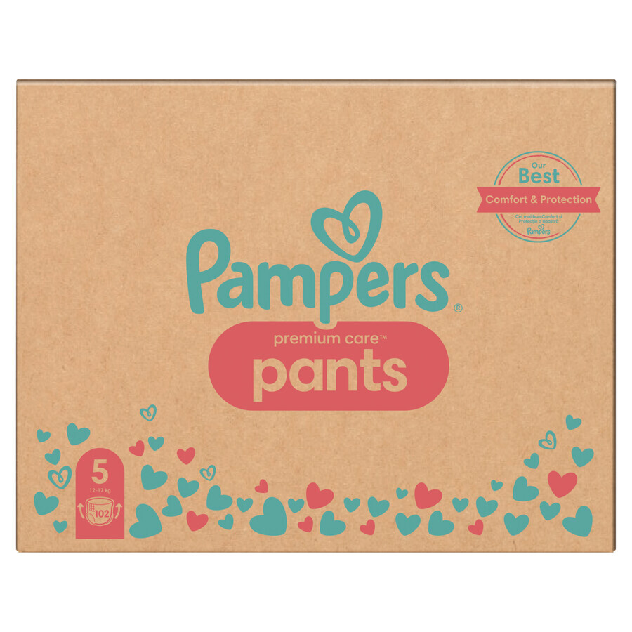 Pampers Premium Care Pants, pannolini, taglia 5, 12-17 kg, 102 pz.