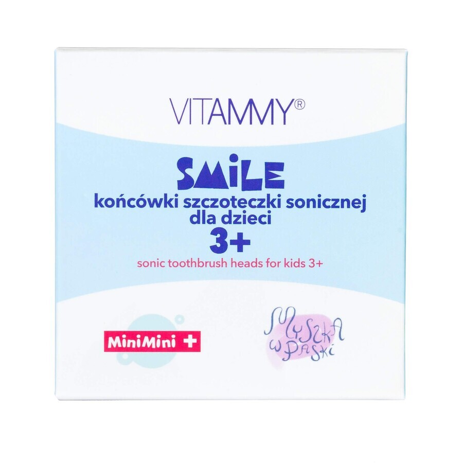 Vitammy Smile, punte per spazzolino sonico per bambini, MiniMini+, da 3 anni, 4 pezzi