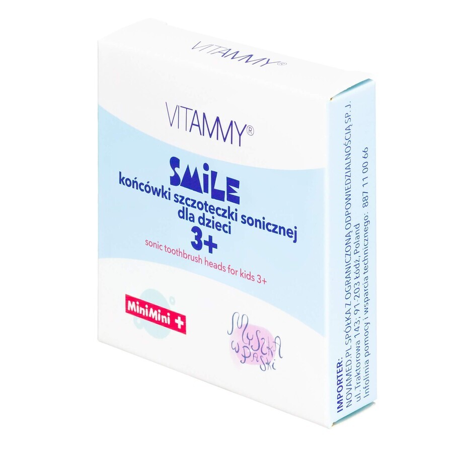 Vitammy Smile, punte per spazzolino sonico per bambini, MiniMini+, da 3 anni, 4 pezzi