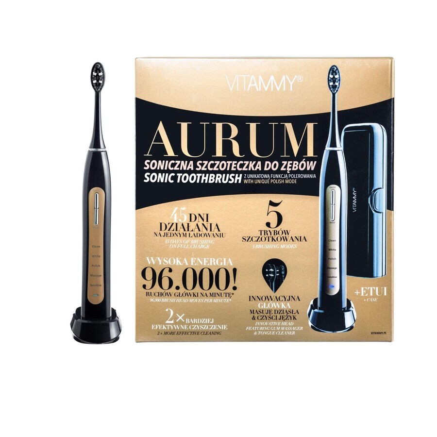 Vitammy Aurum Black, sonic toothbrush, black + box, 1 pc