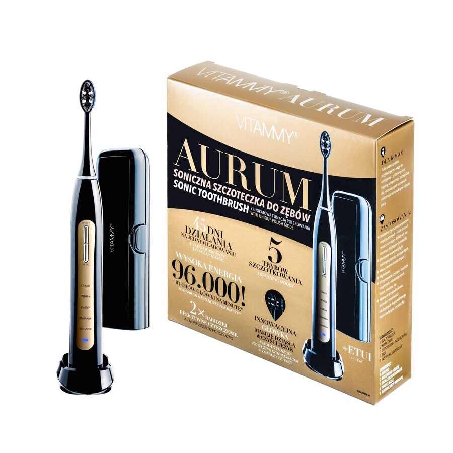 Vitammy Aurum Black, sonic toothbrush, black + box, 1 pc