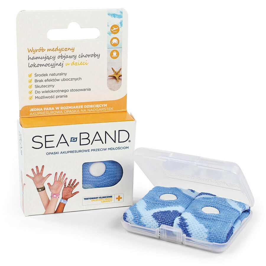 Sea-Band, bandas de acupresión contra las náuseas para niños, azul, 2 piezas