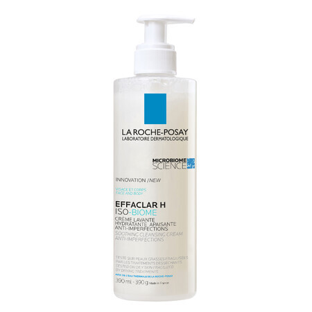 La Roche-Posay Effaclar H Iso - Biome, crema limpiadora calmante contra las imperfecciones, 390 ml