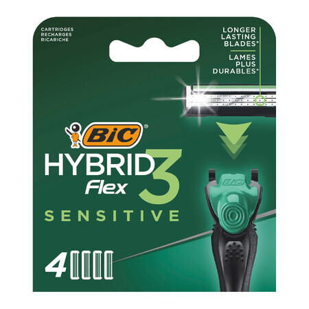 BIC Flex 3 Hybrid Sensitive, verwisselbare vullingen, 4 stuks