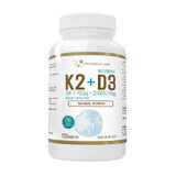 Progress Labs Vitamina K2 MK-7 con Natto 100 μg + D3 2000 UI 50 μg, 120 comprimidos