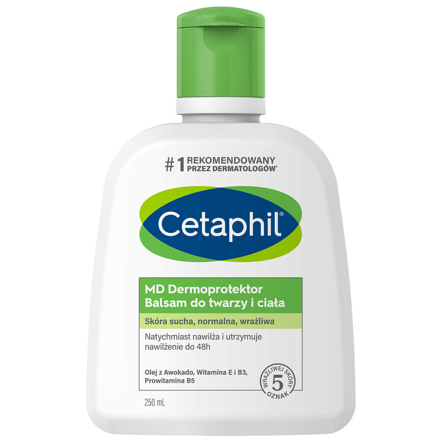 Cetaphil MD Dermoprotektor, bálsamo hidratante para rostro y cuerpo, piel seca y sensible, 250 ml