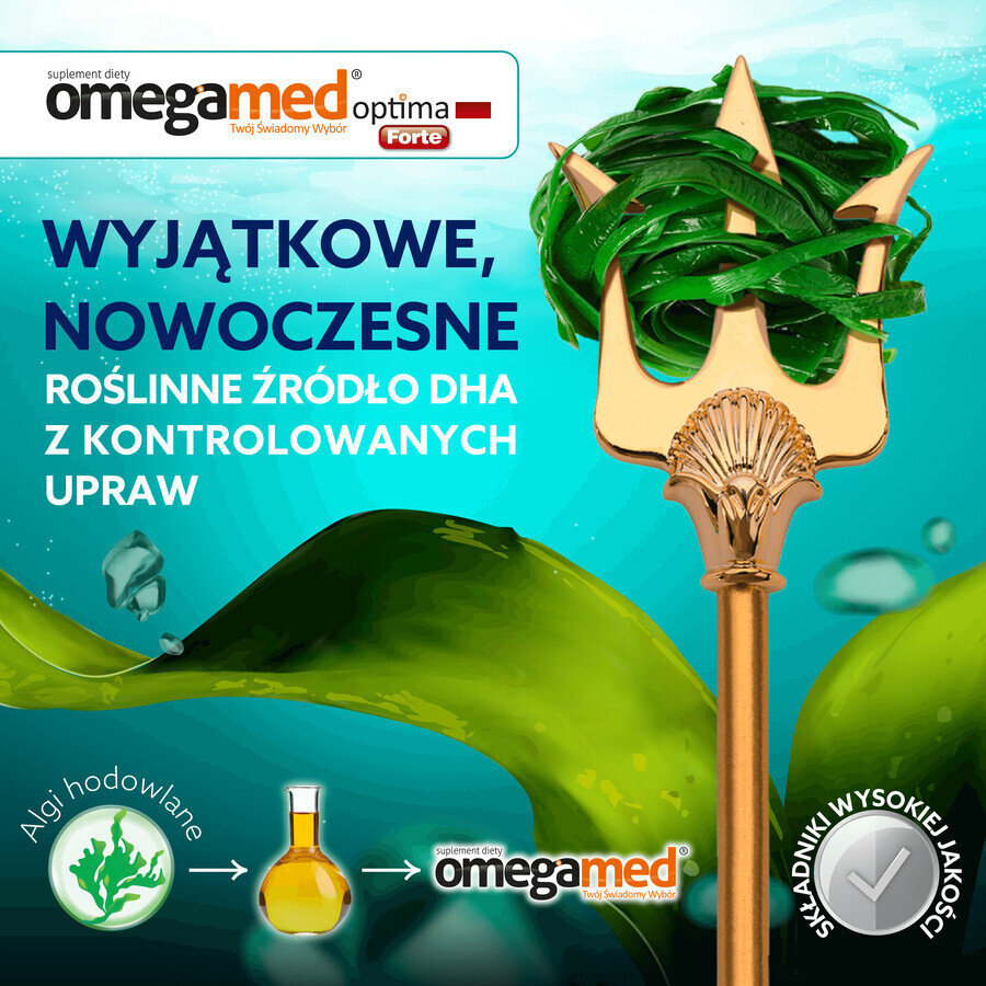 Omegamed Optima Forte DHA de algas para mujeres en el segundo y tercer trimestre de embarazo y madres lactantes, 60 cápsulas