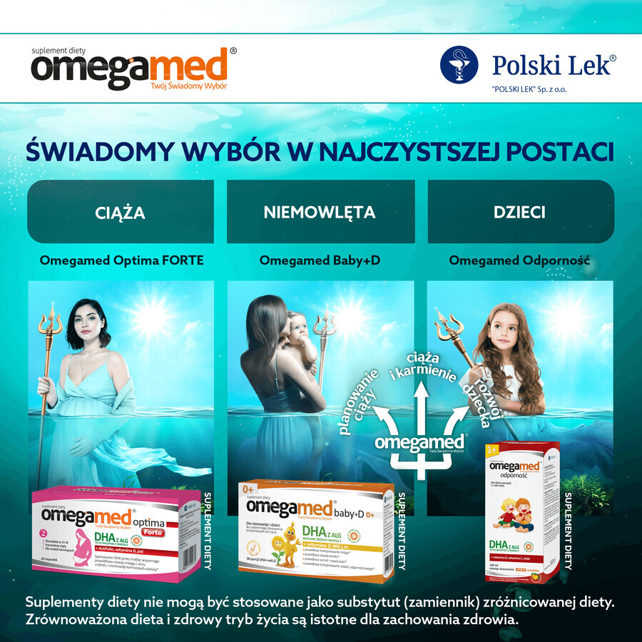 Omegamed Optima Forte DHA de algas para mujeres en el segundo y tercer trimestre de embarazo y madres lactantes, 60 cápsulas