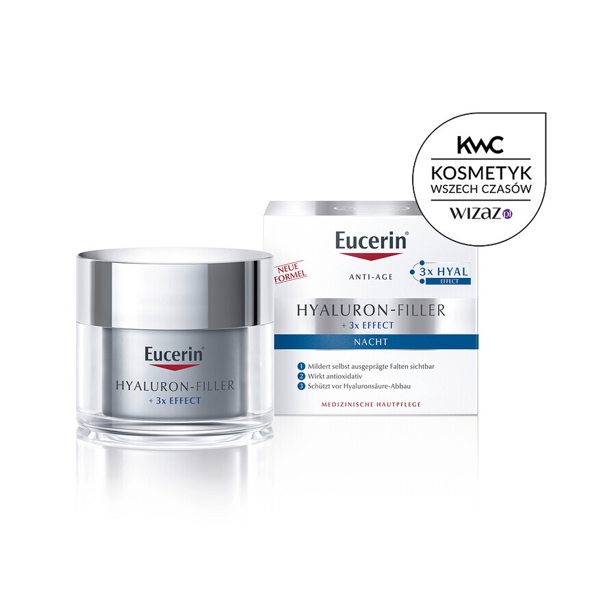 Eucerin Hyaluron-Filler, crema de noche antiarrugas con ácido hialurónico, 50 ml