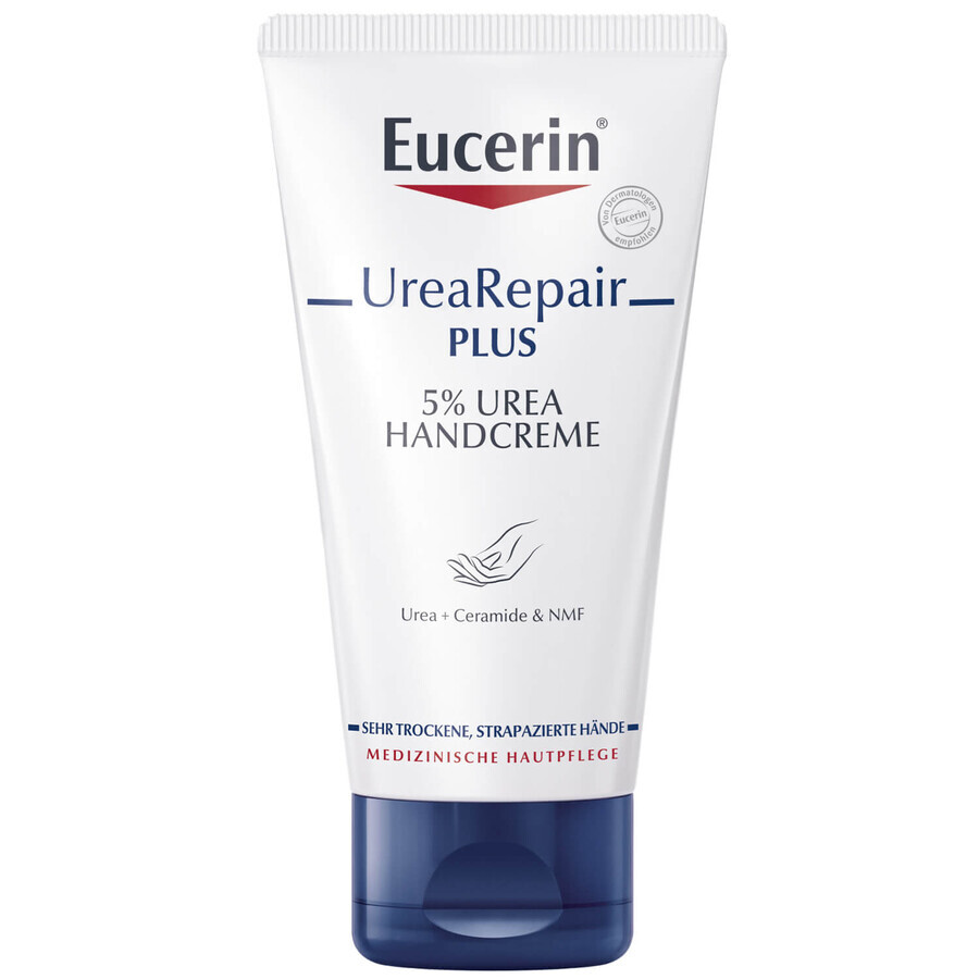 Eucerin UreaRepair Plus, crema de manos con urea 5% para pieles secas y ásperas, 75 ml