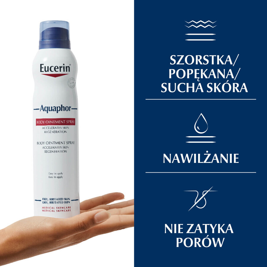 Eucerin Aquaphor, pommade régénérante en spray pour le corps pour les peaux sèches, craquelées et irritées, 250 ml