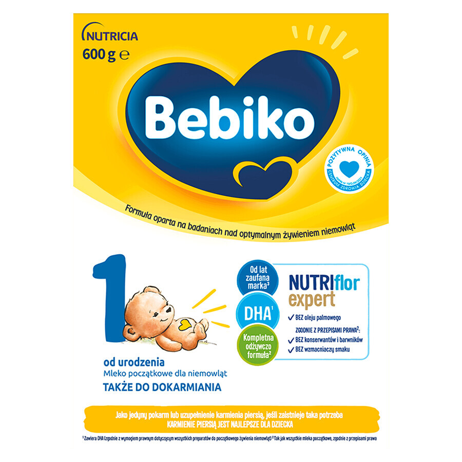 Bebiko 1 Leche infantil Nutriflor Expert, desde el nacimiento, 600 g