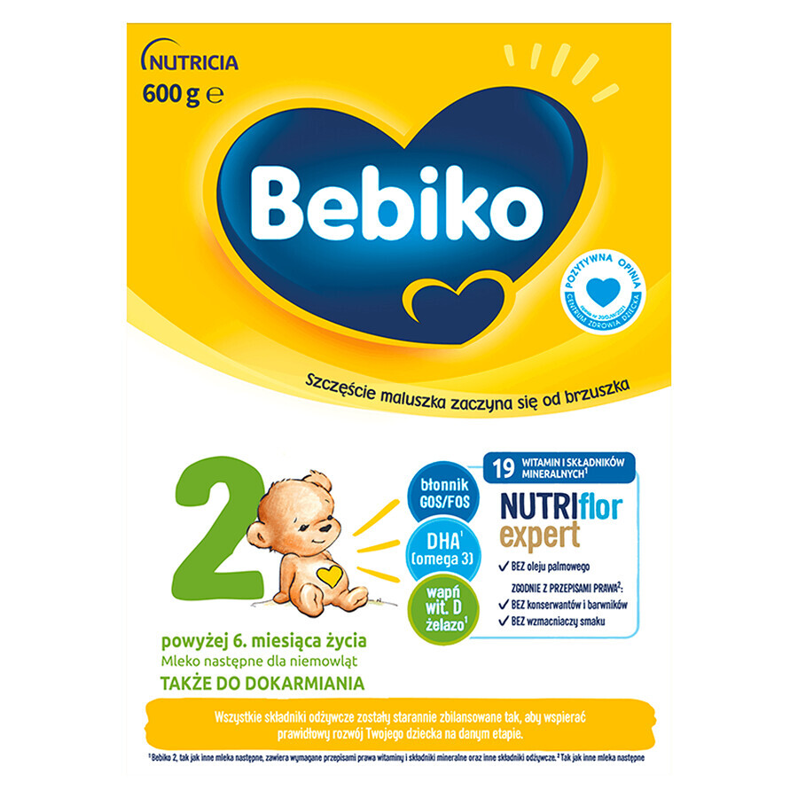 Bebiko 2 Nutriflor Expert, leche de seguimiento, mayores de 6 meses, 600 g