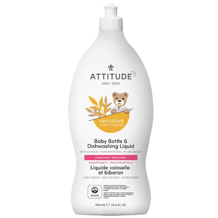 Attitude Sensitive Skin Baby, líquido natural para lavar biberones y platos, 700 ml