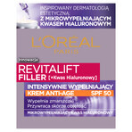 L&#39;Oreal Revitalift Filler, crema facial antiedad de relleno intensivo, SPF 50, para el día, 50 ml